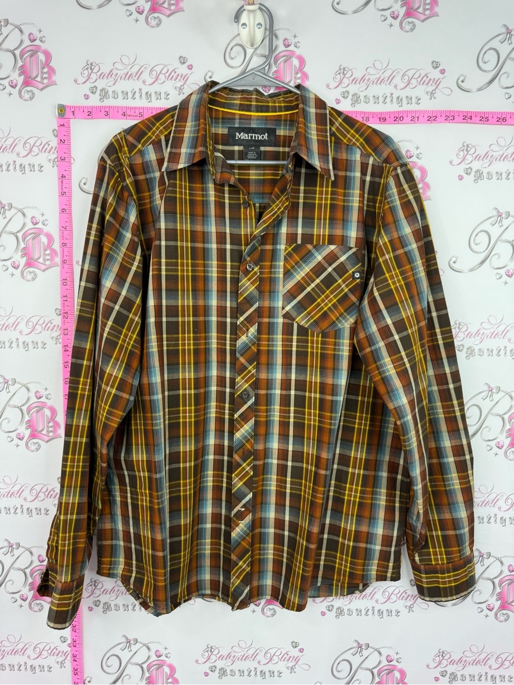 Marmot Men's Plaid Button-Up Shirt in Brown, Yellow, Blue
